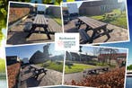 Rockwood® Picknicktafel Rolstoel - Zwaar Kunststof - Quartz, Tuin en Terras, Ophalen of Verzenden, Nieuw, Rechthoekig, Hout