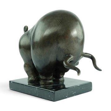 sculptuur, Charging Bull inspired by Botero - 16 cm - Brons,