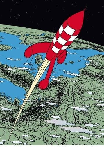 Kuifje Plastieken Map A4 Raket naar de Maan 2, Verzamelen, Ophalen of Verzenden, Nieuw