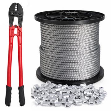 Staalkabel 6 mm 100 meter op katrol met tang en klemmen, Verzenden, Nieuw