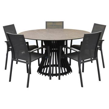 Malaga Pasadena dining tuinset 140xH75 cm rond 6 delig, Tuin en Terras, Tuinsets en Loungesets, Ophalen of Verzenden, Nieuw
