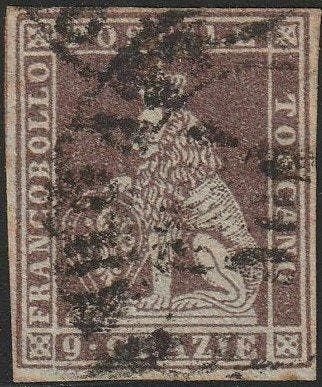 Italiaanse oude staten - Toscane 1852 - I^ Em. 9 cr., Postzegels en Munten, Gestempeld