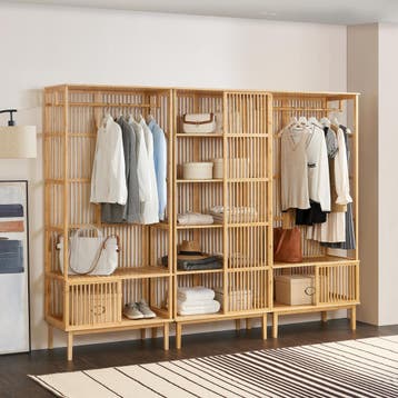 [en.casa] Halmeubelset 2x Vemb en 1x Trundholm bamboe, Verzenden, Nieuw