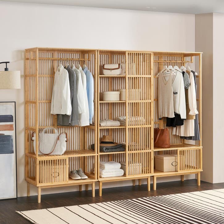 [en.casa] Halmeubelset 2x Vemb en 1x Trundholm bamboe, Huis en Inrichting, Kasten | Kledingkasten, Verzenden