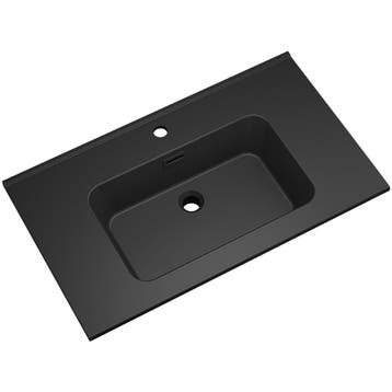 Xellanz Ribbella Wastafel - 80cm - Kunstmarmer - Mat Zwart, Ophalen of Verzenden, Nieuw