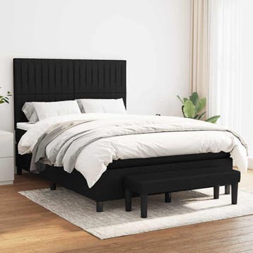 vidaXL Boxspring met matras stof zwart 140x200 cm, Verzenden, Zwart, 140 cm, 200 cm
