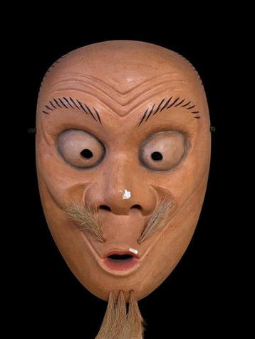 Noh masker - Hout, Zeldzaam Japans met de hand gesneden, Antiek en Kunst