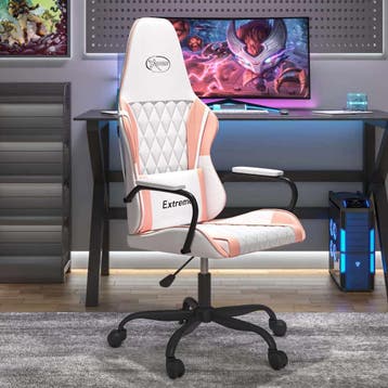vidaXL Massage gamestoel kunstleer wit en roze, Verzenden, Nieuw, Roze