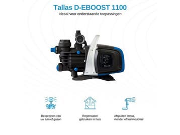 Tallas D-EBOOST 1100 - Hydrofoorpomp - Droogloopbeveiliging, Tuin en Terras, Waterpompen, Verzenden, Nieuw