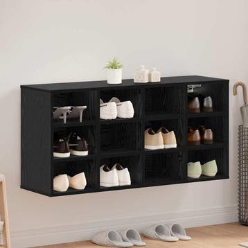 vidaXL Schoenenkast 103 x 30 x 51 cm Bewerkt hout Zwart, Verzenden, Nieuw
