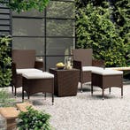 vidaXL 5-delige Bistroset poly rattan en gehard glas bruin, Tuin en Terras, Verzenden, Nieuw, Rotan