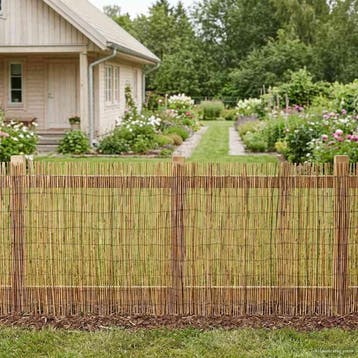 vidaXL Tuinhek Geë carboniseerd 300 x 100 cm Riet, Verzenden, Nieuw