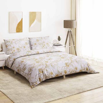 vidaXL Dekbedovertrekset 260x240 cm katoen wit en bruin, Verzenden, Nieuw, Wit