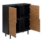 Commode Gnosjö 93x80x30 cm zwart en houtkleurig, Verzenden, Nieuw