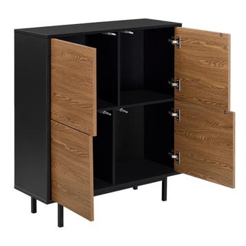 Commode Gnosjö 93x80x30 cm zwart en houtkleurig, Verzenden, Nieuw