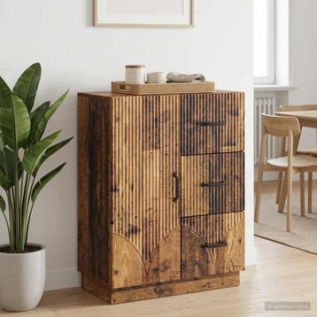 vidaXL Dressoir met lade Oud hout 66 x 34,5 x 87 cm Bewerkt, Verzenden, Nieuw, Overige houtsoorten, Minder dan 50 cm