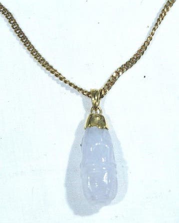 Ketting met hanger - 18 karaat Geel goud Jade -
