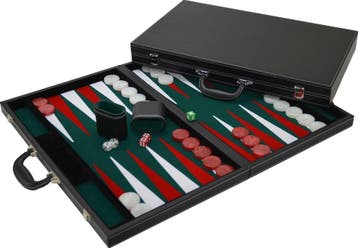 Backgammon Zwart Luxe groen/rood/wit | HOT Games -, Verzenden, Nieuw
