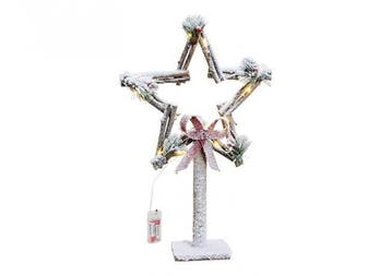 Kerstster van hout met verlichting (Verlichting voor binnen), Diversen, Kerst, Ophalen of Verzenden, Nieuw