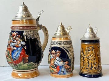 Bierpul (3) - geglazuurde keramiek, Antiek en Kunst