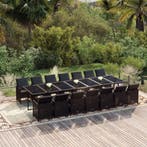 vidaXL 15-delige Tuinset met kussens poly rattan zwart, Verzenden, Nieuw, 4 zitplaatsen, Tuinset