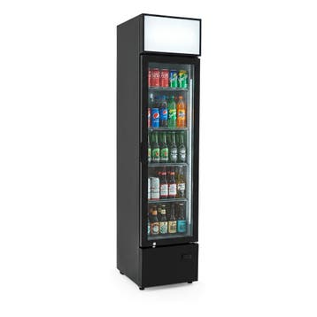 HCB Glasdeurkoeling met lichtbak - 160 liter - zwart - 230V, Verzenden, Nieuw in verpakking