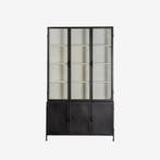 Buffetkast exclusief zwart metaal glas 142 cm breed actie, Huis en Inrichting, Kasten | Buffetkasten, Vitrinekast exclusief zwart metaal glas 142 cm breed actie