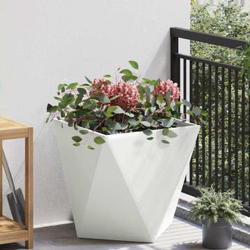 vidaXL Plantenbak Wit 50 x 50 x 50 cm Staal, Verzenden, Minder dan 60 cm, Nieuw, Metaal