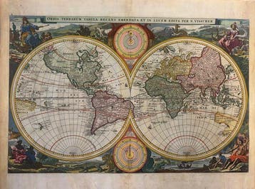 Planisfero - Mondo; Nicolaes Visscher I (1618–1679) - Orbis, Boeken, Nieuw