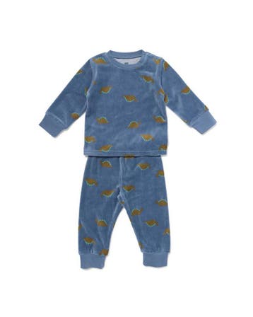 HEMA Babypyjama velours dino blauw, Verzenden, Nieuw