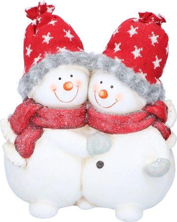 2dekans | Christmas Gifts Kerst Beeld Sneeuwpoppenpaar -, Diversen, Kerst, Ophalen of Verzenden, Zo goed als nieuw