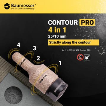 Baumesser Diamant Freesboren 25/10XM14 CONTOUR PRO tegelboor, Ophalen of Verzenden, Nieuw