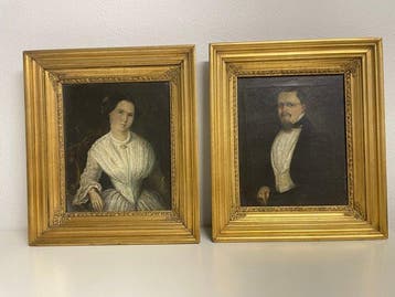German School (XIX) - Paar Porträts – Dame und Herr