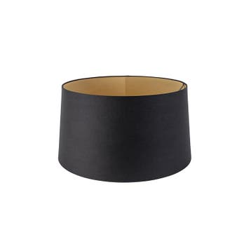 Katoenen lampenkap zwart 40/45/25 met gouden binnenkant, Verzenden, Zwart, Rond, Nieuw