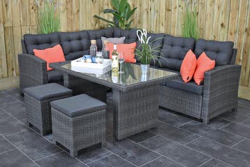 Las Palmas Loungeset Hoekbank met Hoge Tafel en 2 Krukjes, Nieuw, Loungeset, Wicker, 7 zitplaatsen