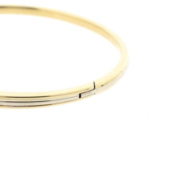 Bicolor gouden slavenarmband met diamanten; Maat M/L, Gebruikt, Overige kleuren, Ophalen of Verzenden, Met edelsteen