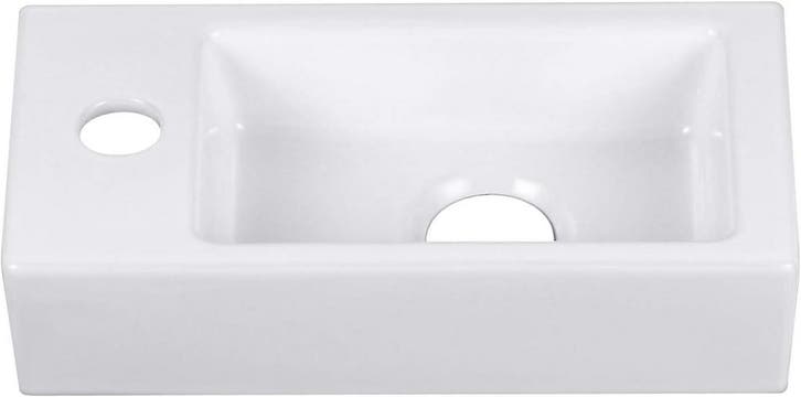 Wastafel - Keramiek - Hangend - 37x18,5 cm - Wit - HOROW, Doe-het-zelf en Verbouw, Sanitair, Zo goed als nieuw, Verzenden