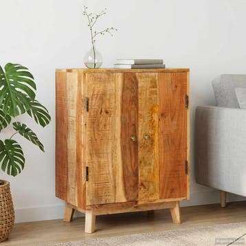 vidaXL Opslagkasten met plank Bruin 55 x 35 x 75 cm Massief, Minder dan 50 cm, Verzenden, Nieuw, Minder dan 100 cm