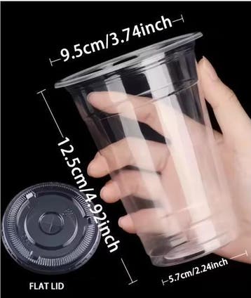 50 Wegwerp Plastic Bekers met Deksels voor Drankjes, Verzenden, Nieuw