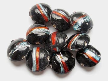 5 stuks Prachtige lampwork kraal 15 x 5mm zwart  Gat: 1,5mm, Ophalen of Verzenden, Nieuw, Kraal