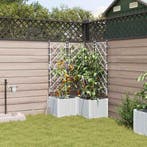 vidaXL Tuin Bloempot 3 pcs Wit 80 x 80 x 142 cm Kunststof, Kunststof, Verzenden, Nieuw, 60 tot 100 cm