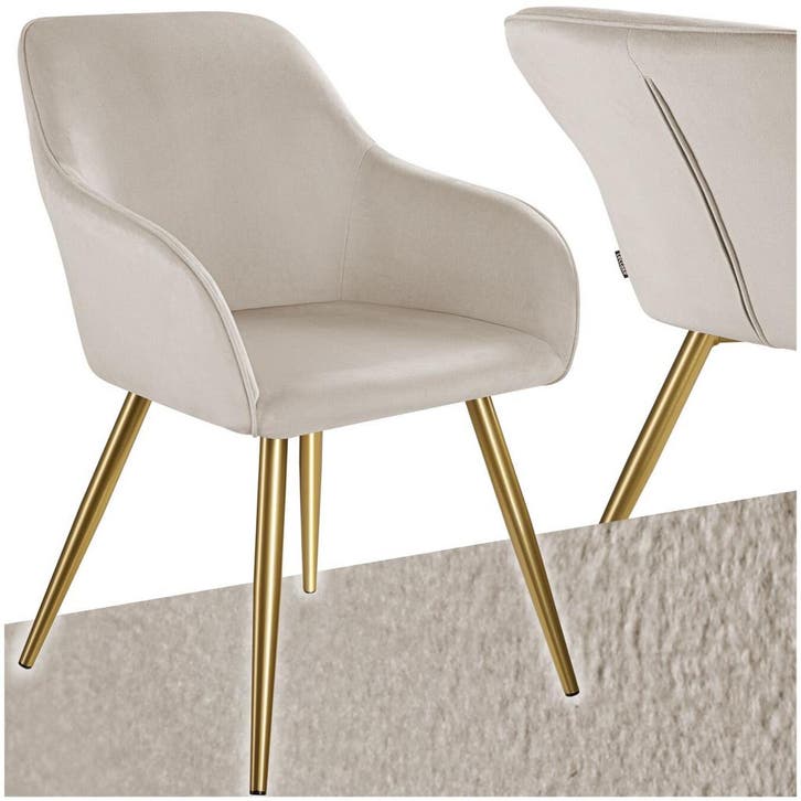 Eetkamerstoel Marilyn fluweellook, gouden poten, Huis en Inrichting, Stoelen, Verzenden