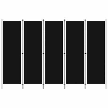 vidaXL Kamerscherm met 5 panelen 250x180 cm zwart, Verzenden, Nieuw