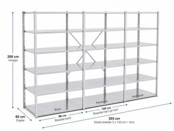 Gebruikte/ Nieuwe Legbordstelling Stelling 30 t/m 100cm diep, Ophalen of Verzenden