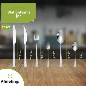 HI NATURE™ Besteksets Bestekset 12 persoons modern 100% RVS, Ophalen of Verzenden, Zo goed als nieuw