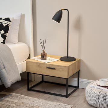 [en.casa] Nachtkastje Lavangen set van 2 met lade 39x55x40 c, Huis en Inrichting, Tafels | Bijzettafels, Verzenden, Nieuw