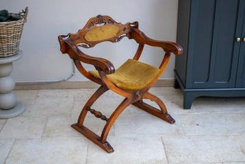 Klapstoel - Savonarola - Hout, Fluweel