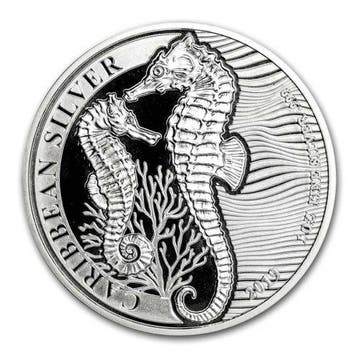 Barbados Seahorse - 1 oz 2019 (10.000 oplage), Verzenden, Midden-Amerika, Losse munt, Zilver