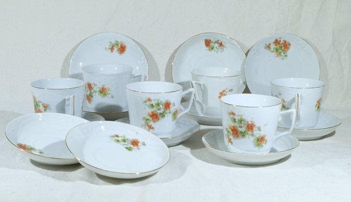 Richard Ginori - Theekopjesset voor 6 personen (17) -, Antiek en Kunst, Antiek | Meubels | Tafels