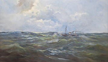 Meeuwis van Buuren (1902-1992) - Zeegezicht met stoomschip
